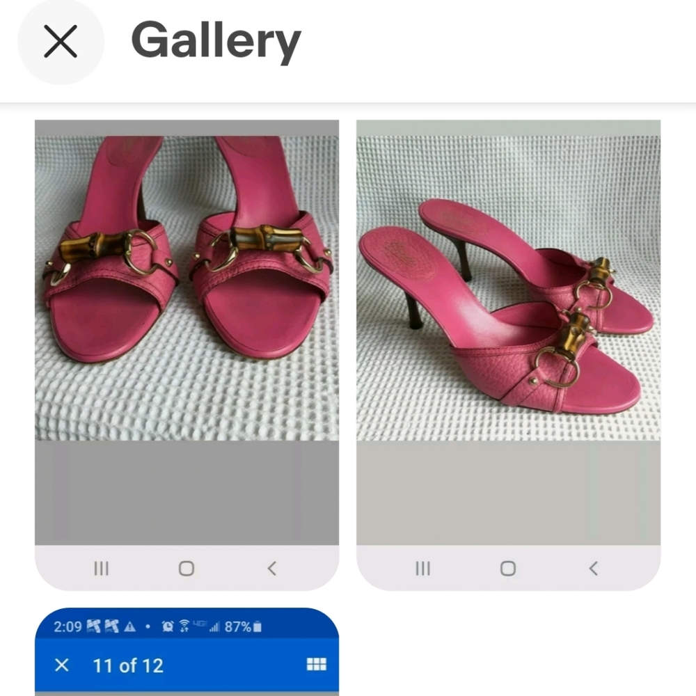 Gucci Pink Leather Bamboo Mules Gucci Pink Leather Bamboo Mules EU 37 1/2C  US 7